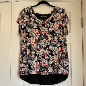 Do Not Disturb Floral Top Estimated XL Sheer Back Bow Detail